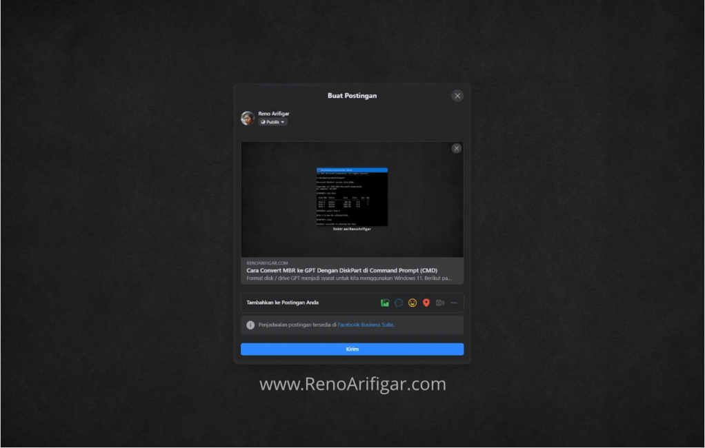 Gambar Thumbnail Tidak Muncul Saat Share Tautan ke Facebook - RenoArifigar.com