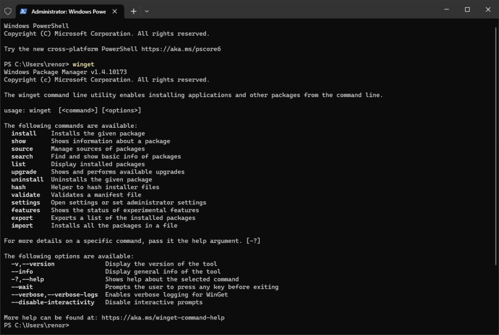 Winget Terinstall di Windows Terminal - @RenoArifigar