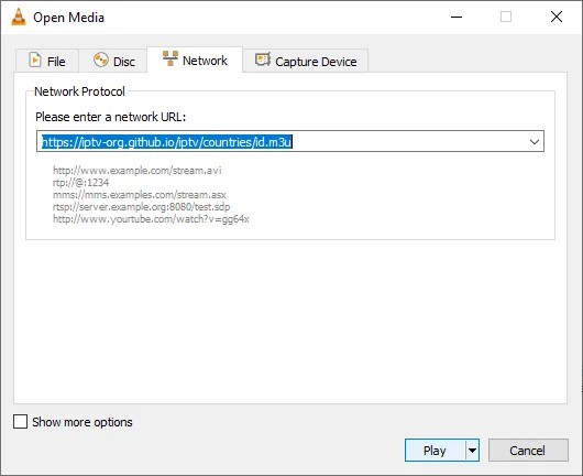 Mengatur Network URL untuk Streaming Siaran TV Indonesia di VLC Desktop