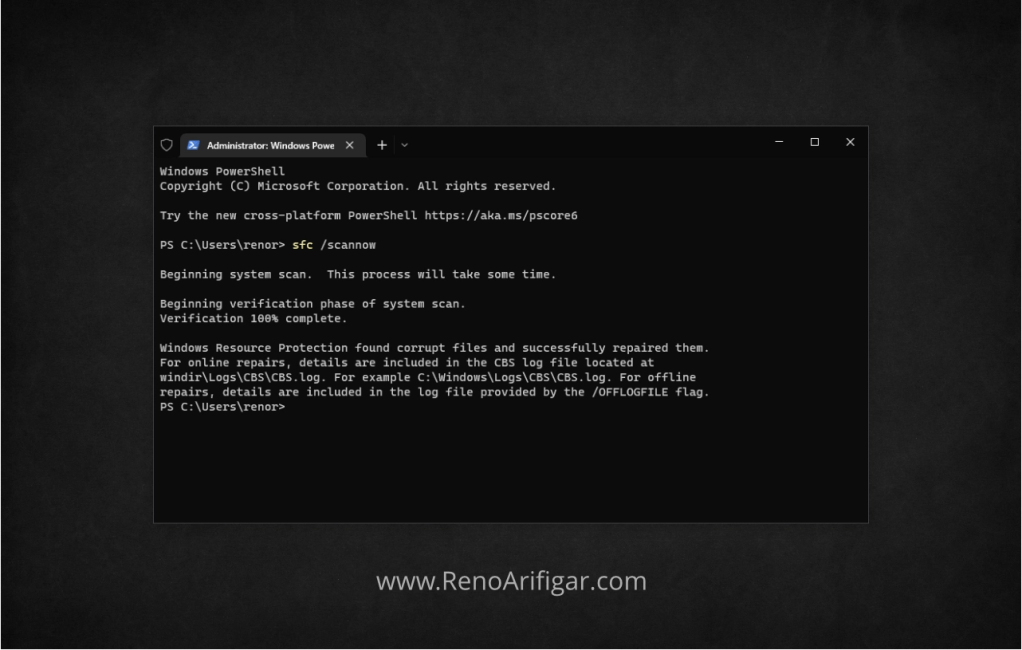 Cara Perbaiki File Sistem Windows dengan DISM dan SFC via CMD / PowerShell - RenoArifigar.com
