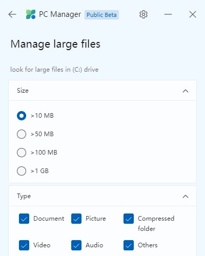 Microsoft PC Manager - Manage Large Files - @RenoArifigar