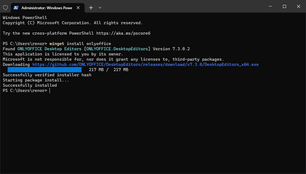 Install aplikasi OnlyOffice via Winget di Windows PowerShell - Cara Pakai Winget - RenoArifigar.com