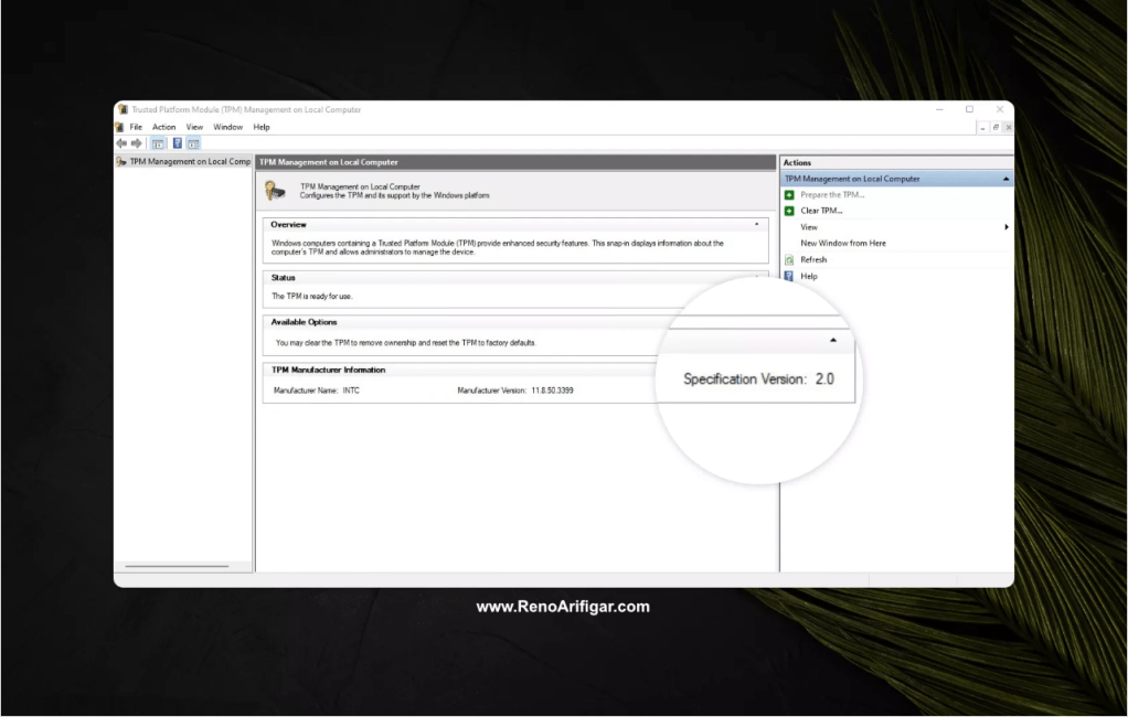 Cek Versi TPM (Trusted Platform Module) - RenoArifigar.com