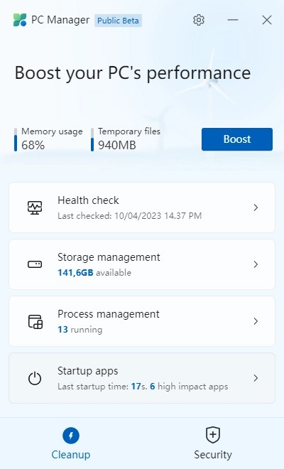 Microsoft PC Manager Clean-Up Feature - @RenoArifigar